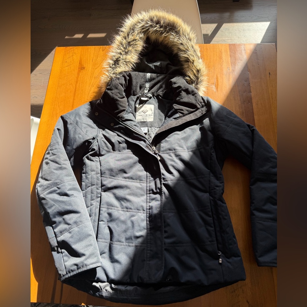 Black Fur-Trimmed Hooded Jacket
